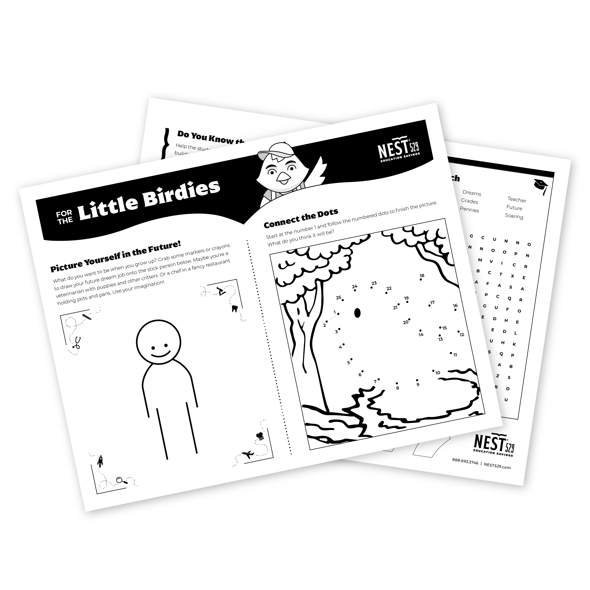 Pages of activity sheets.